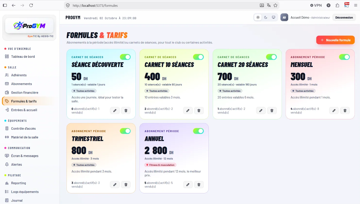 Capture GymTic : Formules & tarifs